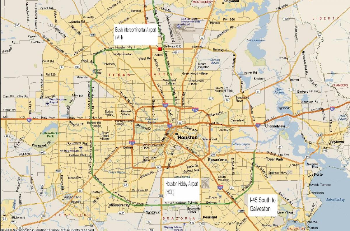 kort af Houston metro svæði