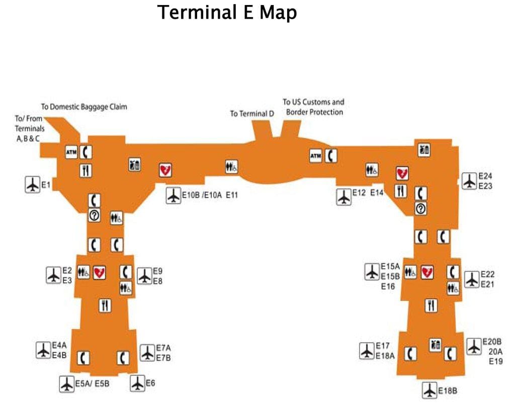 Houston flugvöllur terminal e kort